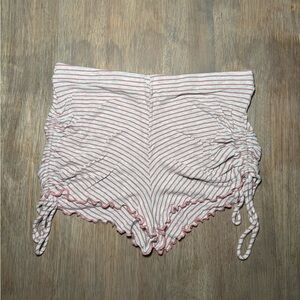 Pink and White Striped High-Waisted Pajama Shorts